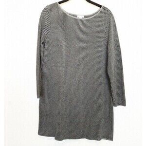 J JILL Sweater Dress Womens‎ Size Petite M Gray Black Houndstooth Academia